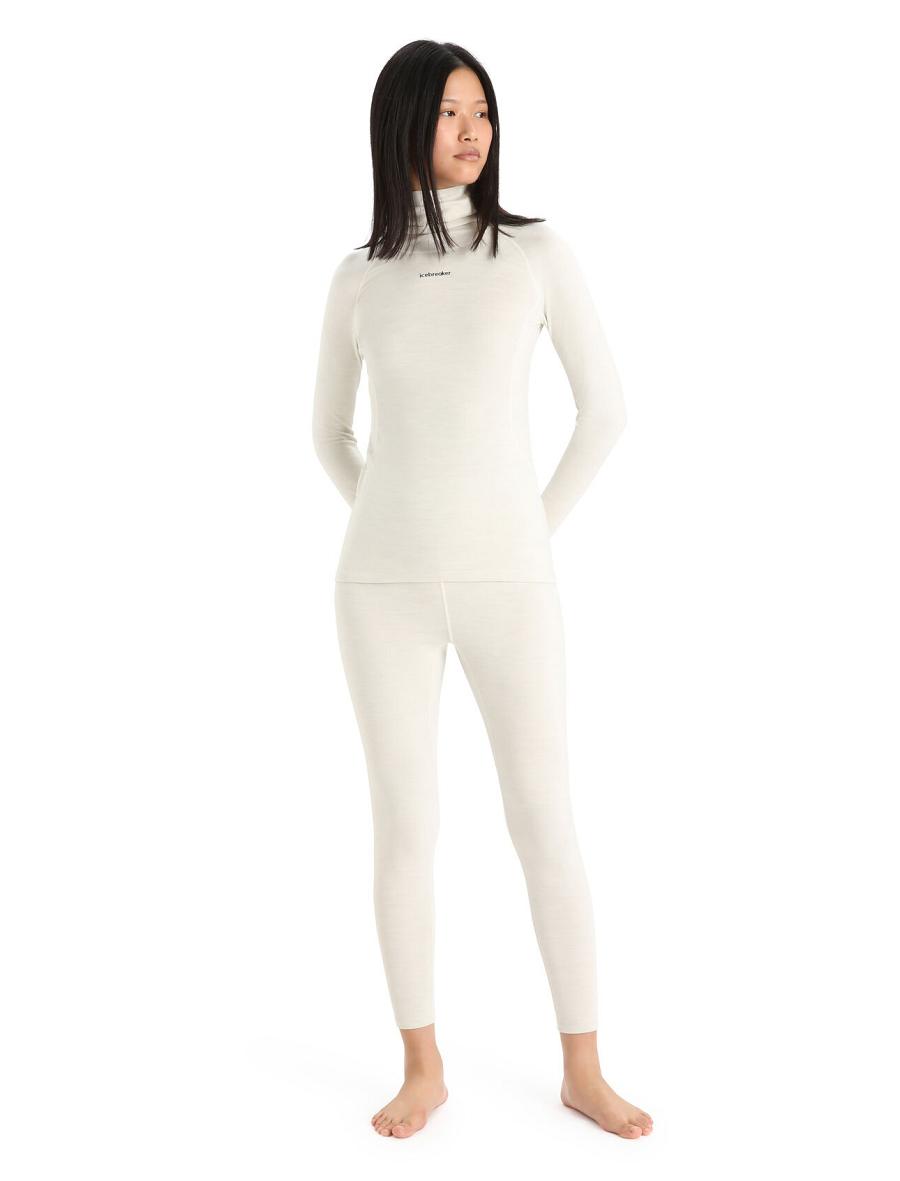 Ecru Heather Icebreaker MerinoFine™ Long Sleeve Roll Neck Women's Base Layers | AU 1895ZUTG